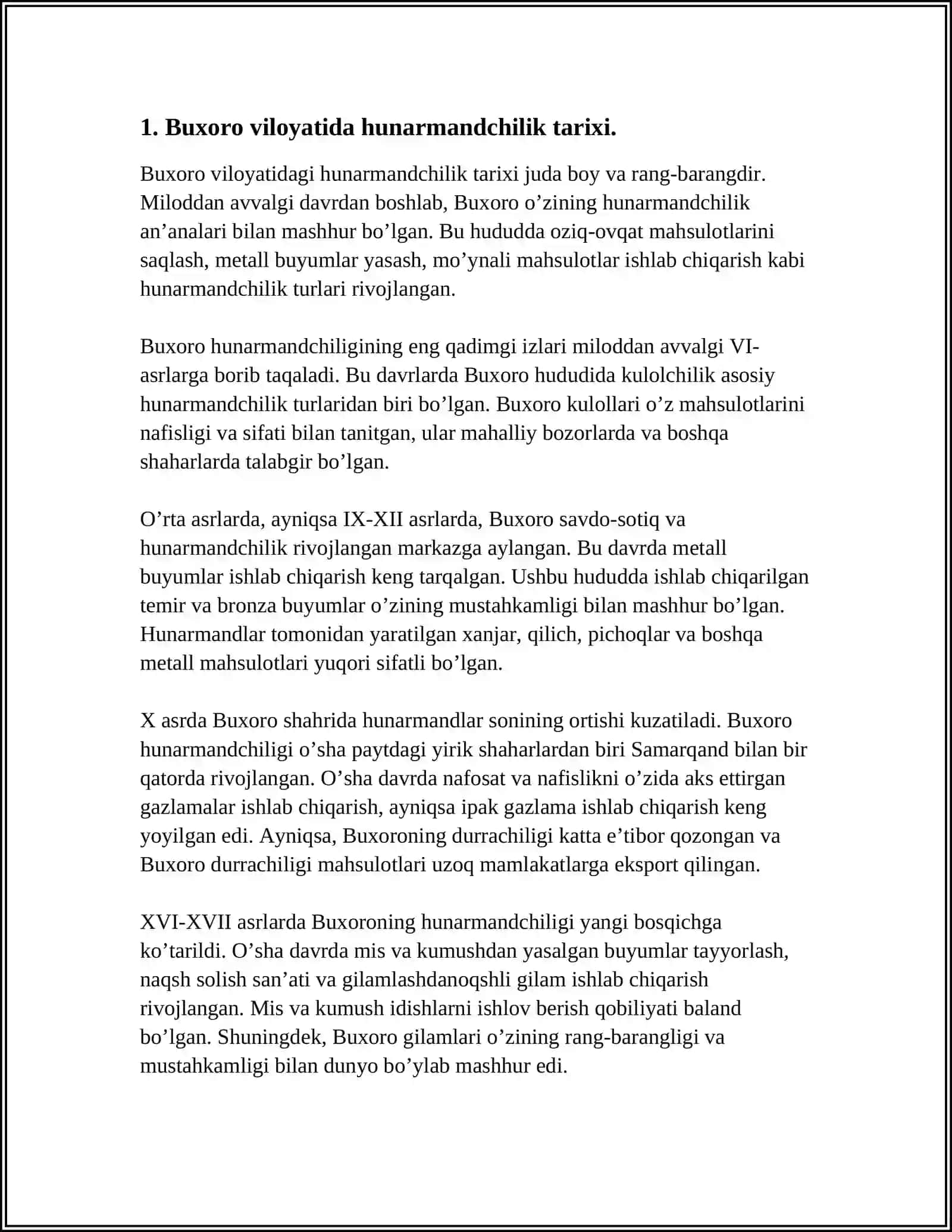Buxoro viloyatida hunarmandchilik tarixi 3