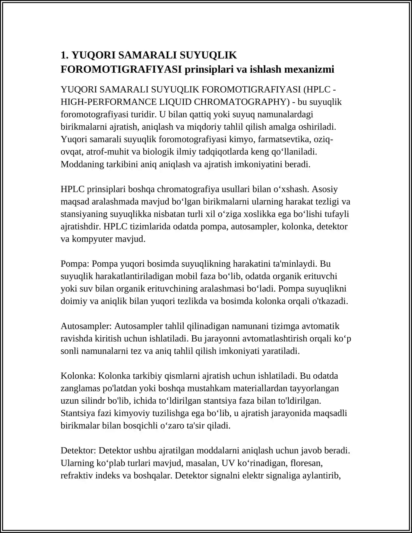 YUQORI SAMARALI SUYUQLIK FOROMOTIGRAFIYASI 3