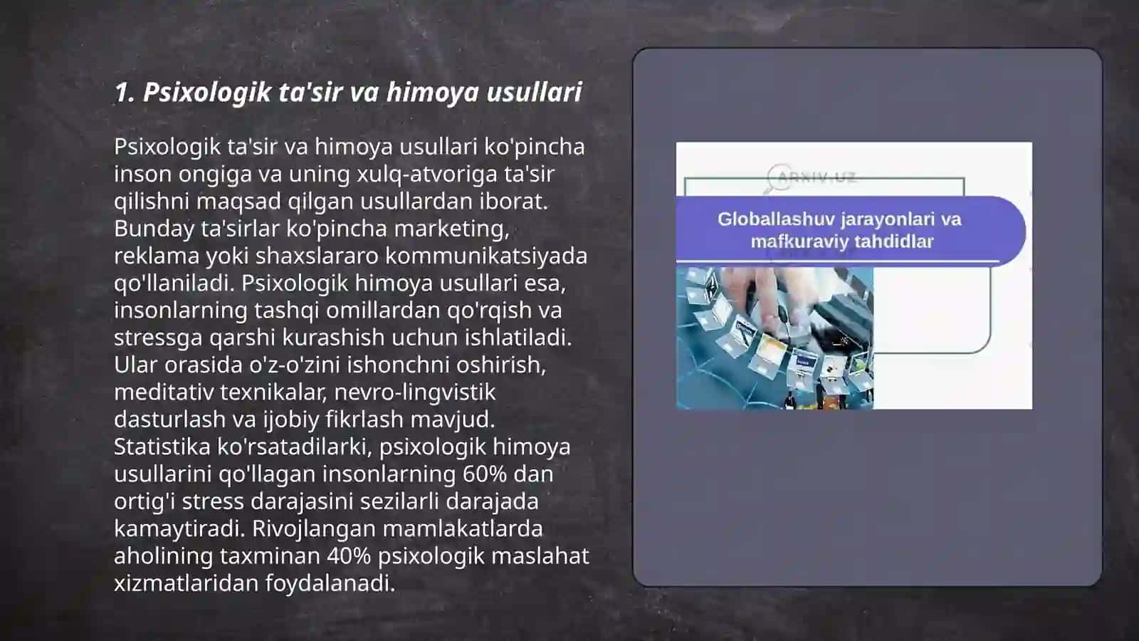 Psixologik ta'sir va himoya usullari 3