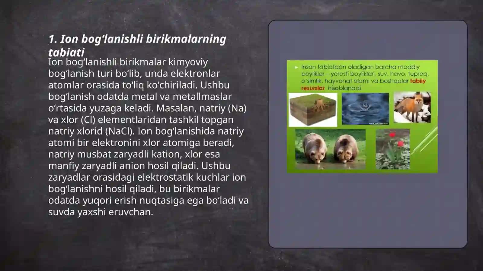 Ion bogʻlanishli birikmalarning tabiati 3
