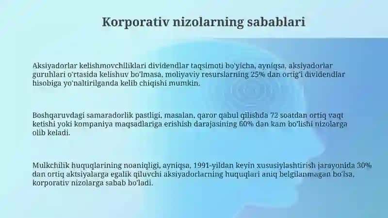 Korporativ ziddiyatlar va nizolar 3