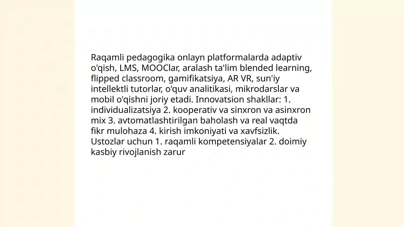 Raqamli pedagogika va onlayn ta'lim platformalarining innovatsion shakllari 3