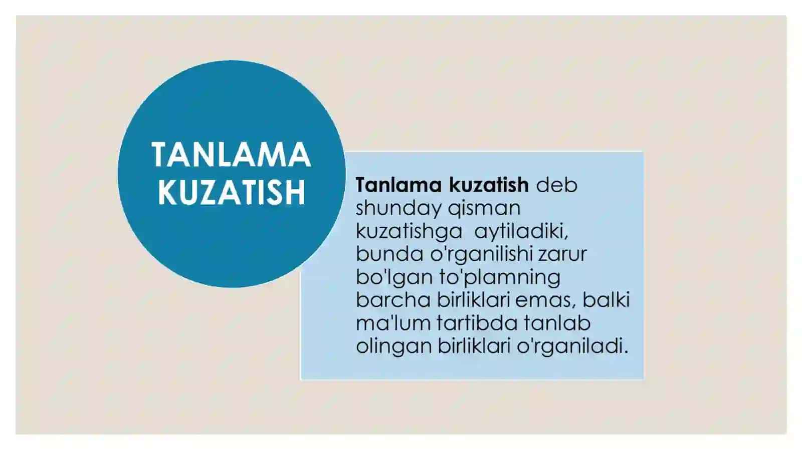 TANLANMA TO'PLAM VA ZARURIY MIQDORNI ANIQLASH 3