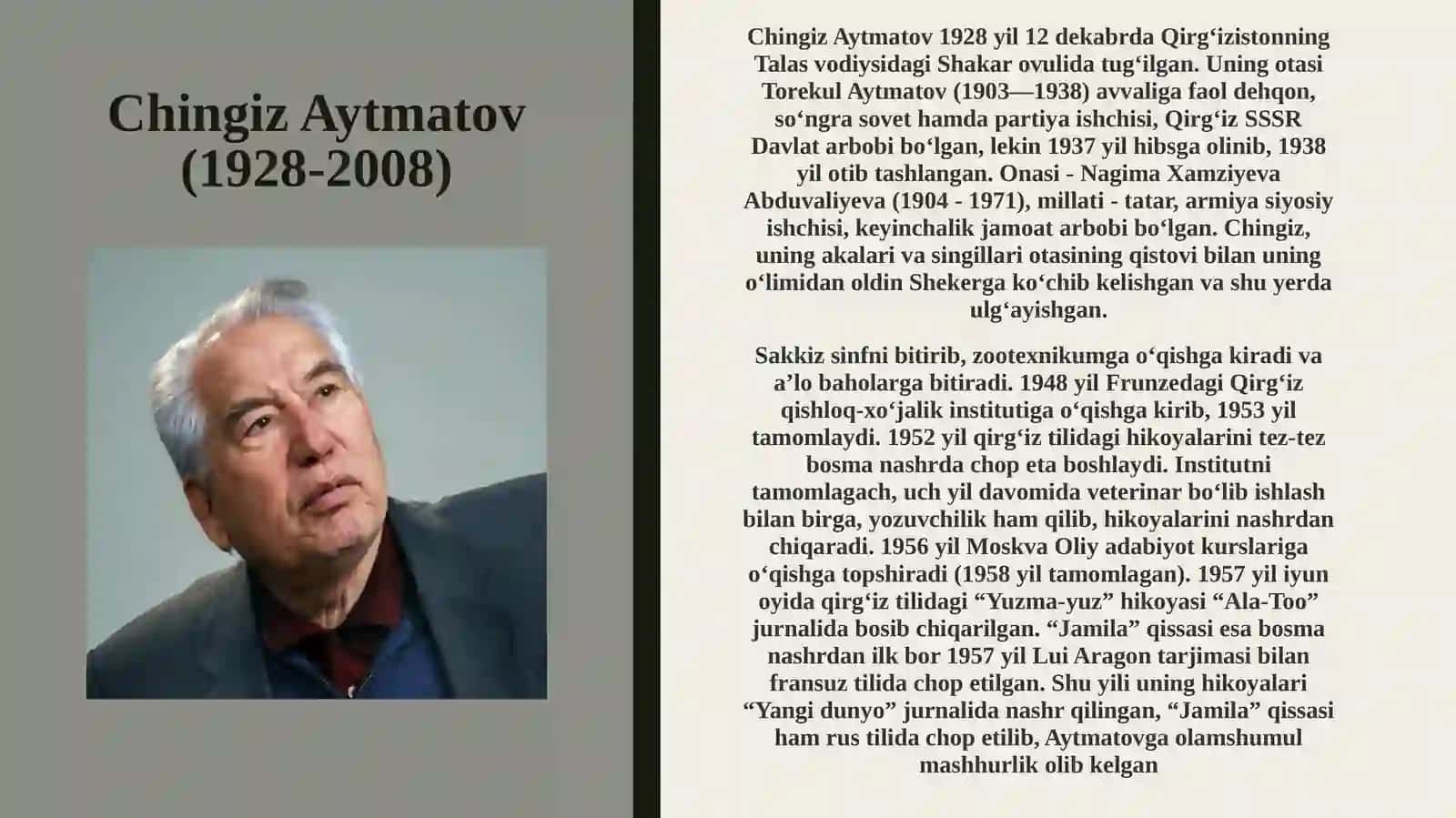 Chingiz Aytmatov hayoti va ijodi. 3