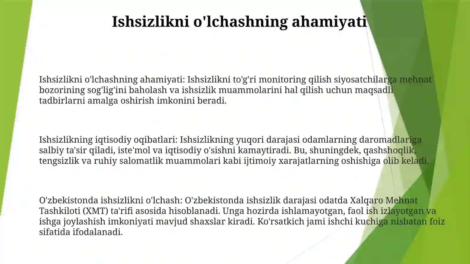 Ishsizlik Darajasining OʻLchanishi 3