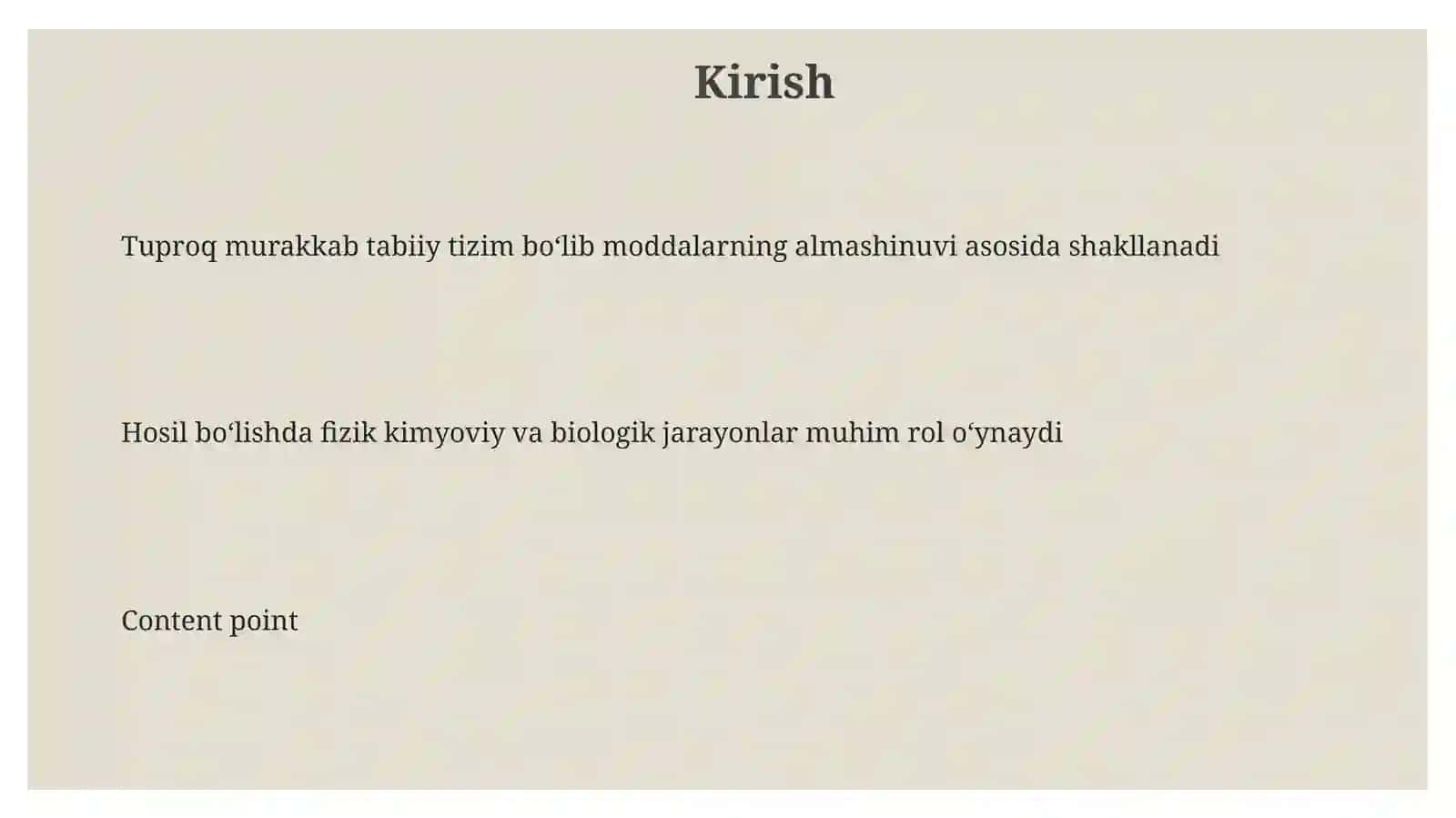 Tuproq paydo boʻlishida moddalarning yoʻqolishi va toʻplanishi 3