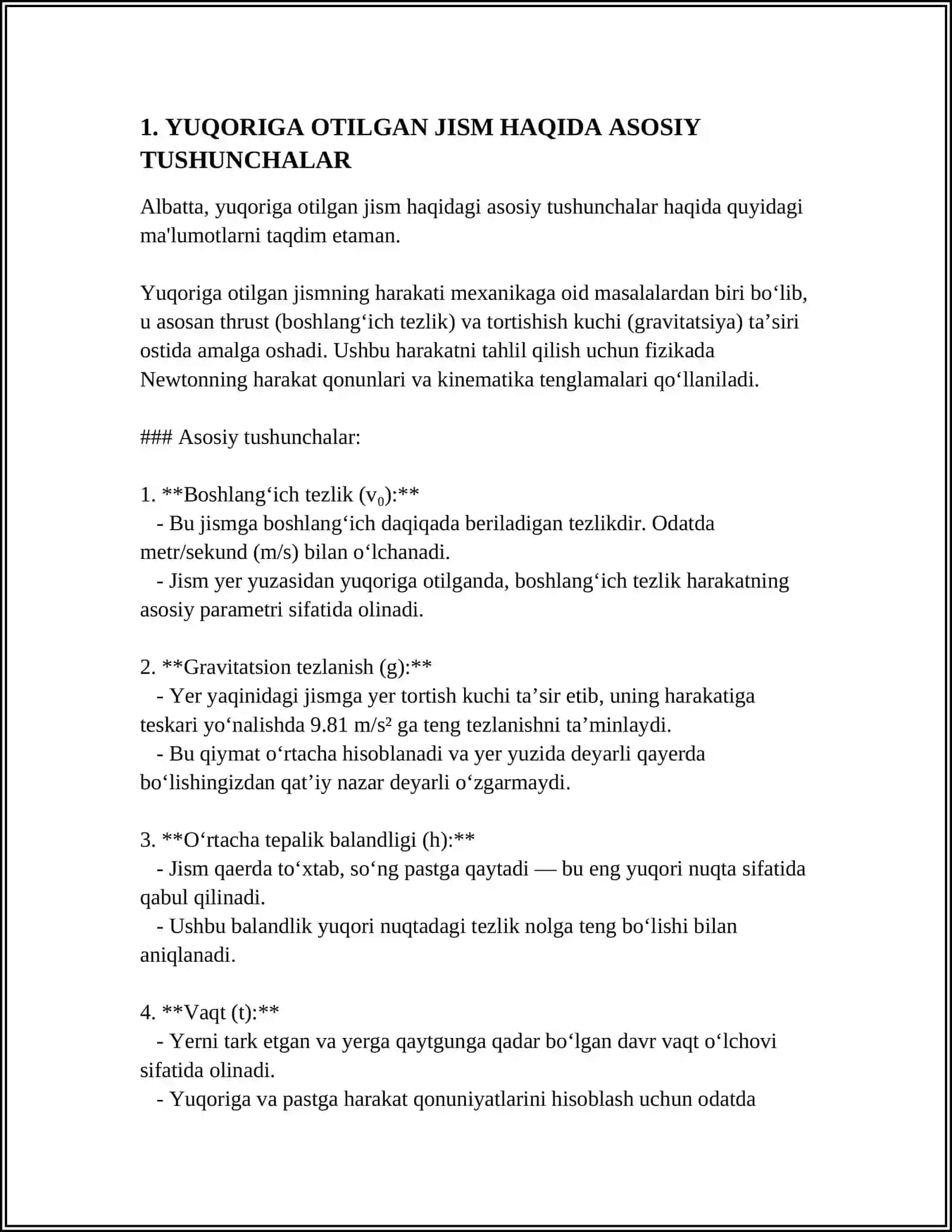 YUQORIGA OTILGAN JISM 3