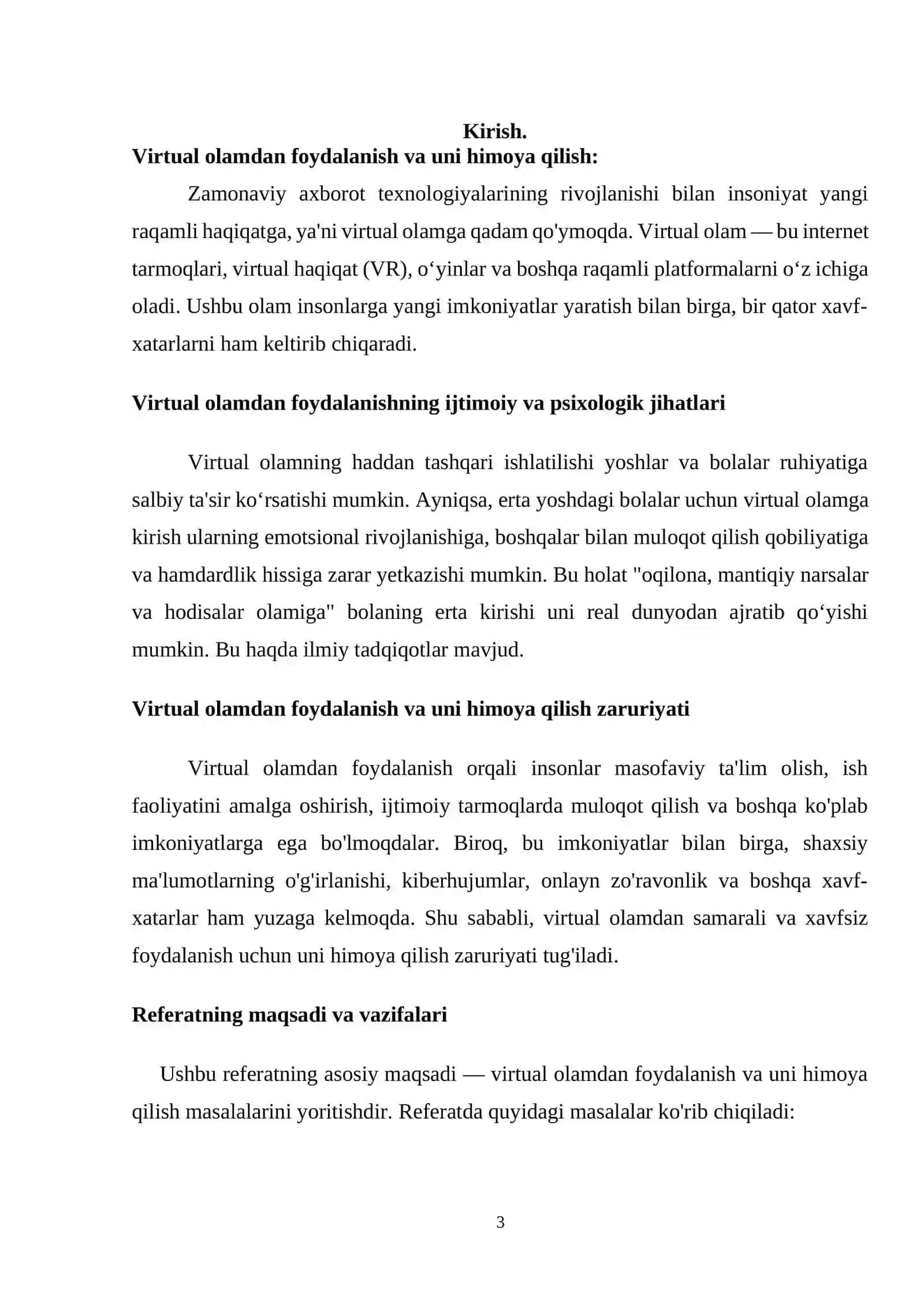 Virtual olamdan foydalanish va himoyalanish 3