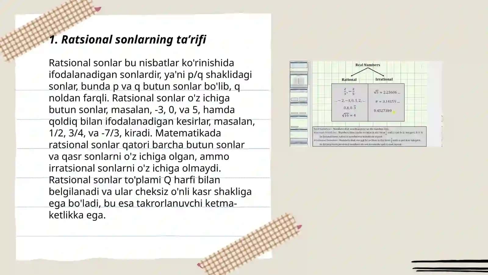 Ratsional sonlarni cheksiz oʻnli kasr shaklida tasvirlash 3
