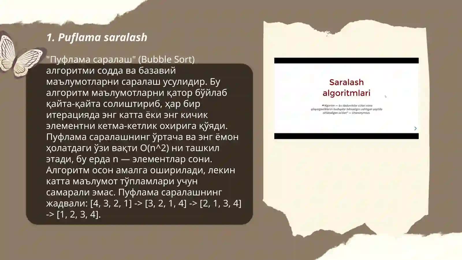 Маʼлумотларни саралаш усулларини таснифи 3