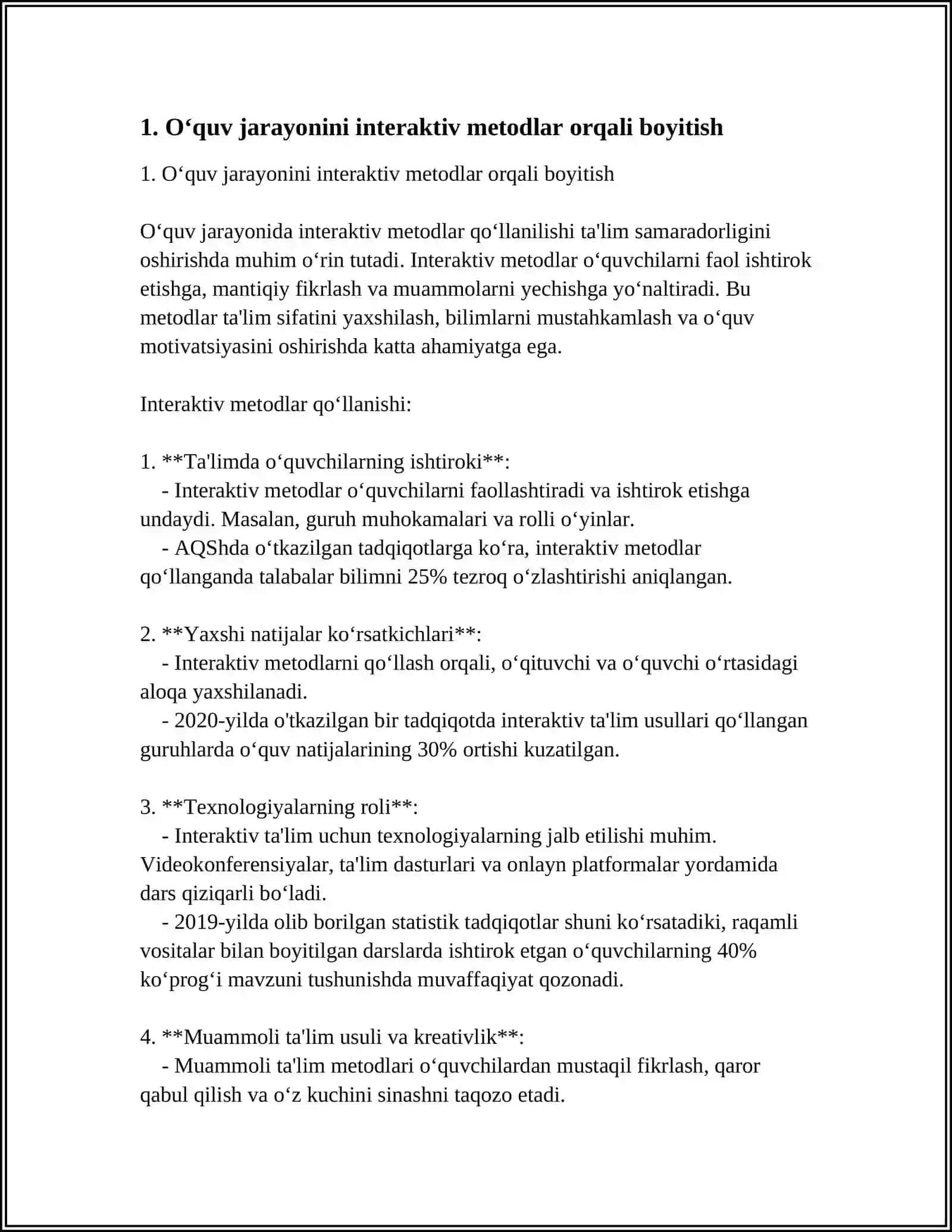 TARIX DARSLARI SAMARADORLIGINI OSHIRISH USULLARI 3