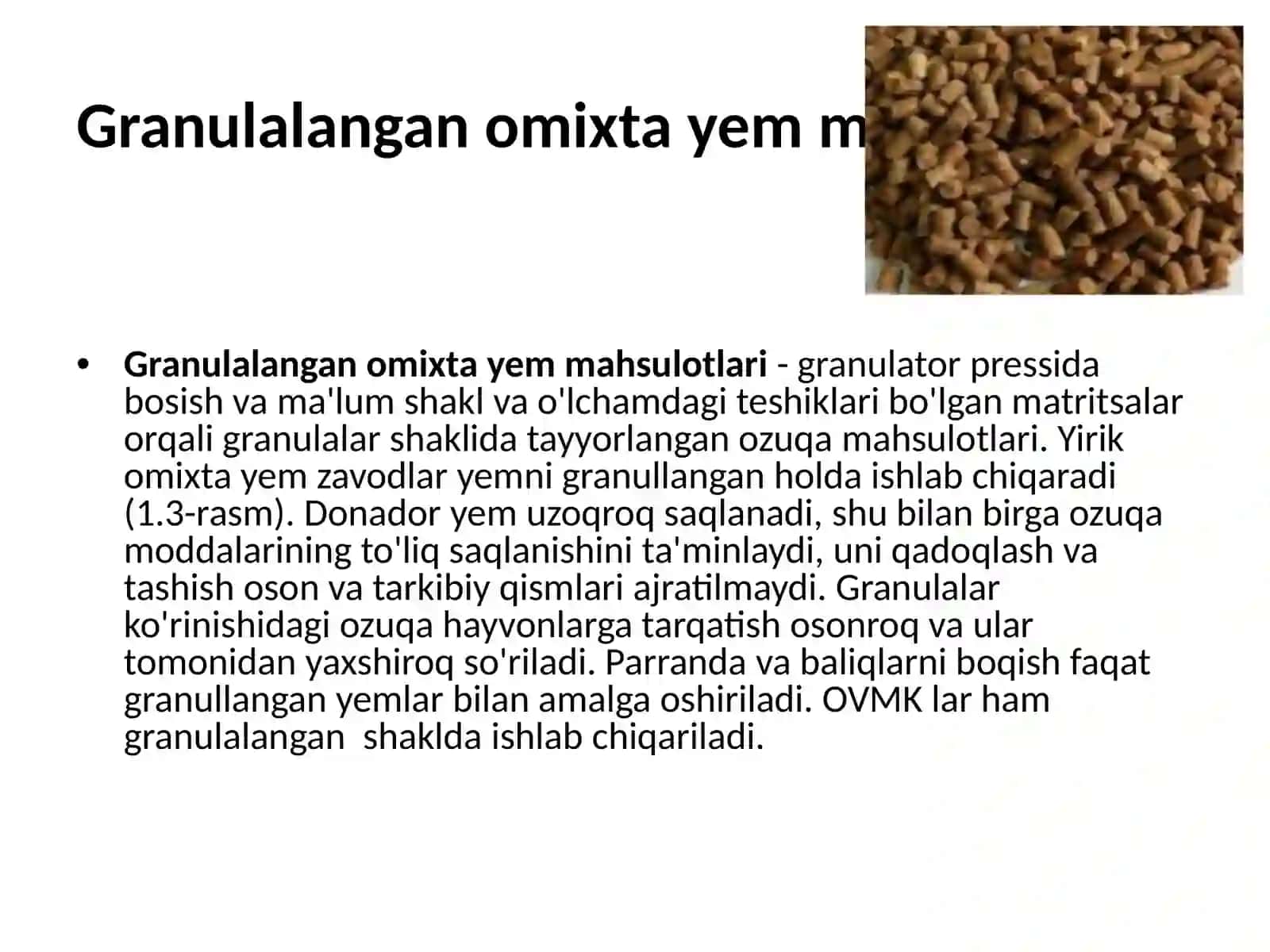 Granulalangan omixta yem mahsulotlari 3