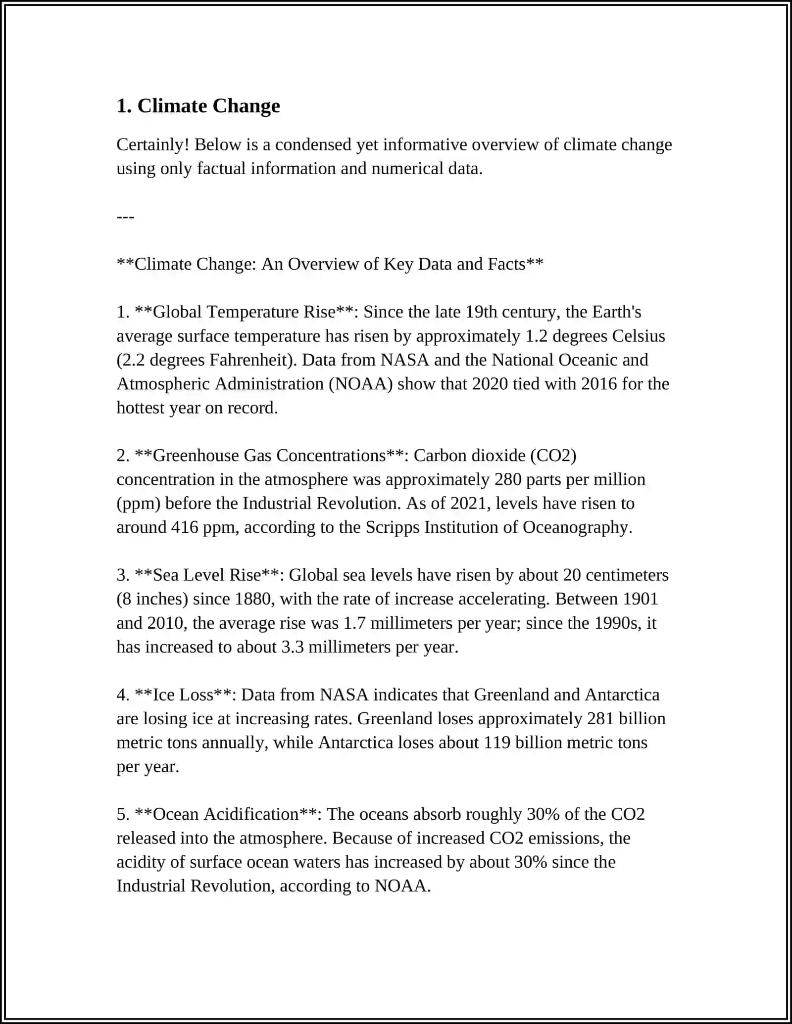 Climate Change: An Overview of Key Data and Facts 3