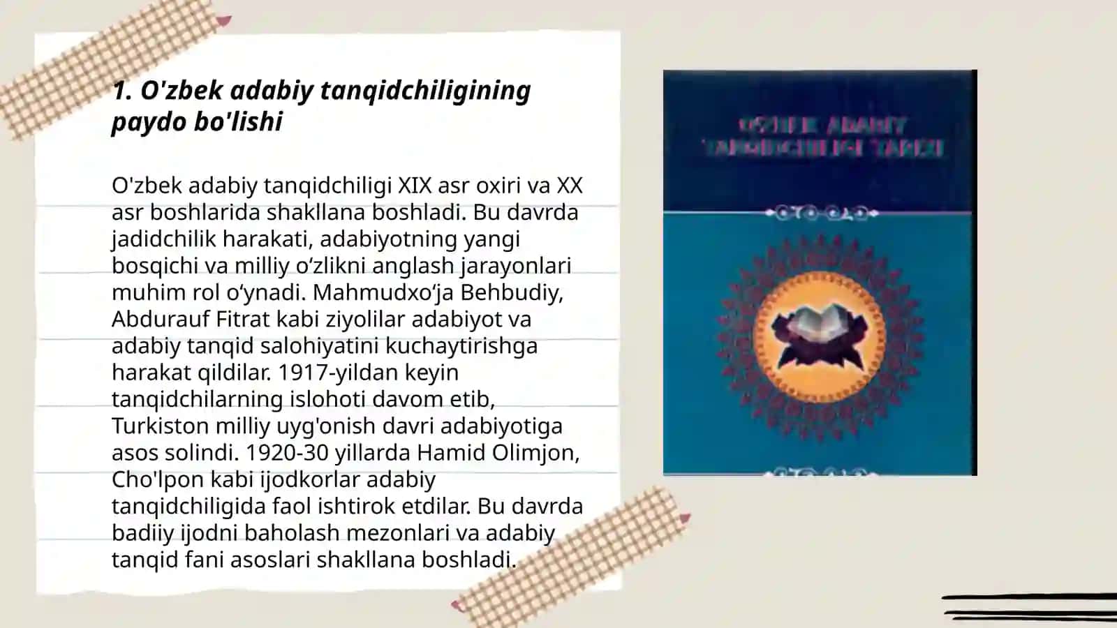 O'zbek adabiy tanqidchiligining shakllanishi 3