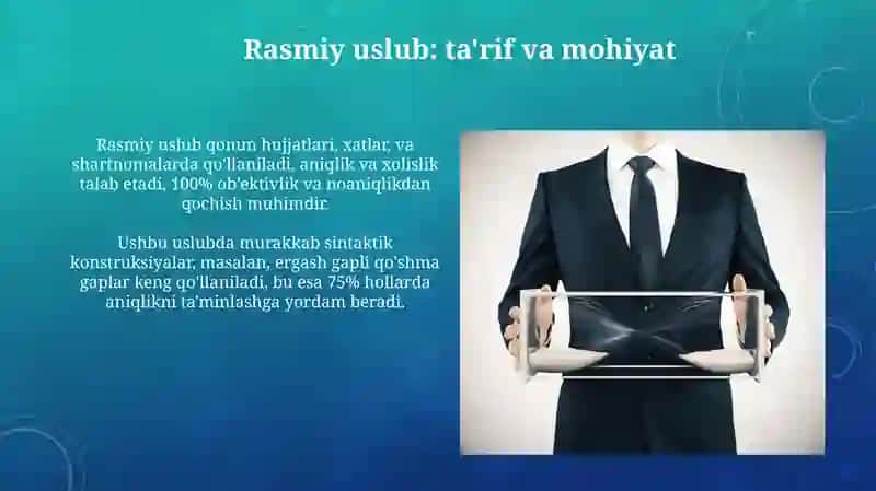 Rasmiy uslub va uning xossalari 3