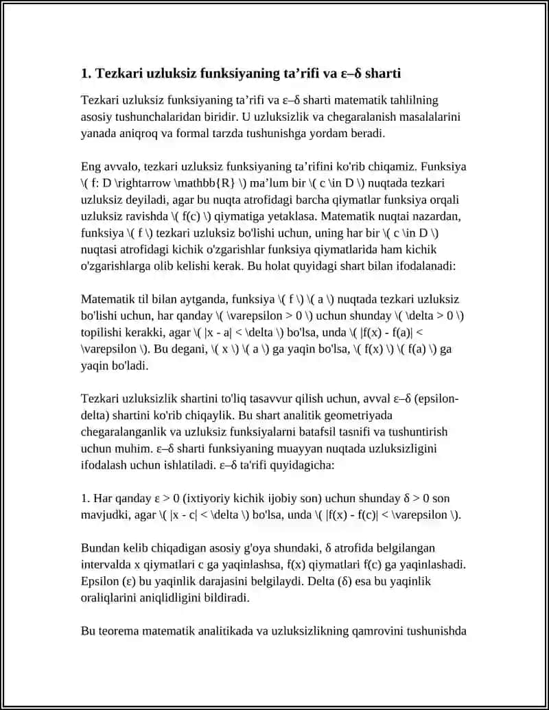 TEZKARI UZLUKSIZ FUNKSIYALAR 3