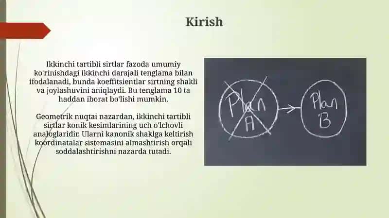 Ikkinchi tartibli sirtlarning kanonik tenglamalari 3