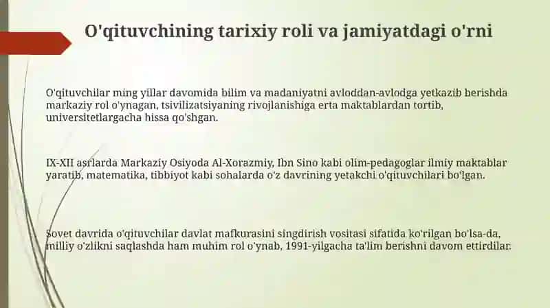 O'qituvchining jamiyatda tutgan oʻrni 3