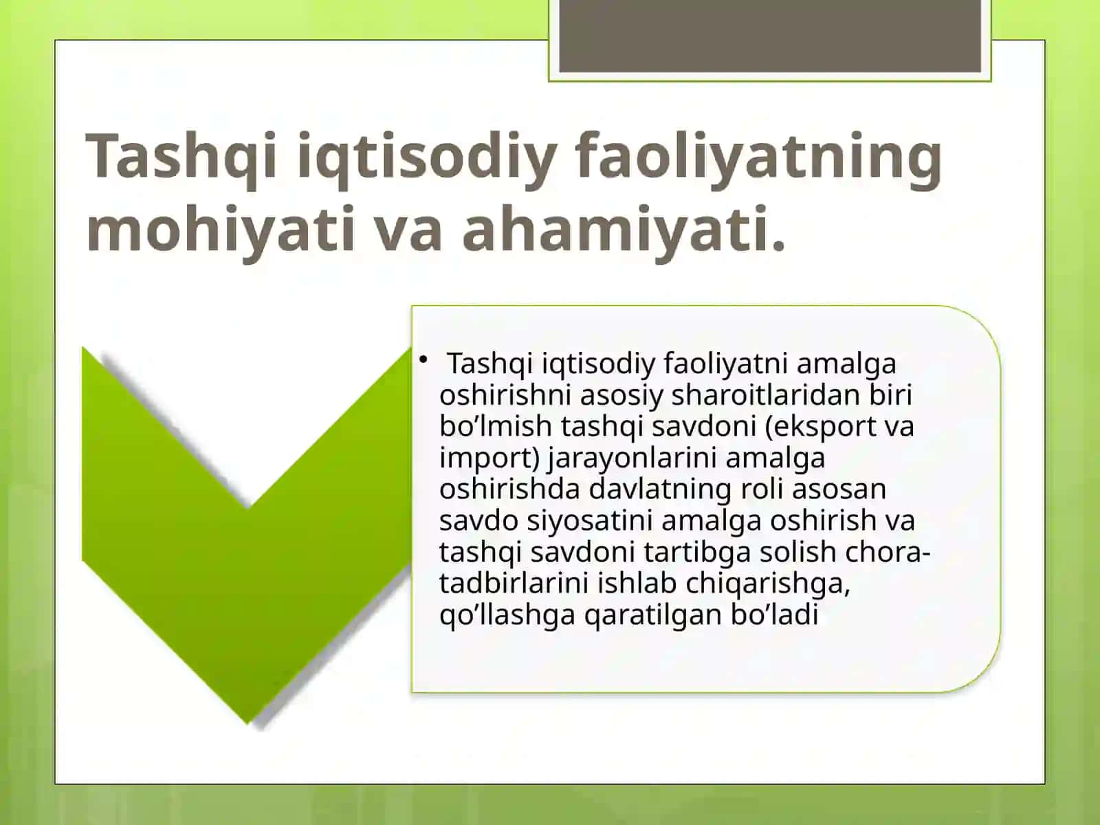 Tashqi savdo faoliyati bo'yicha orqali tartibga solish 3