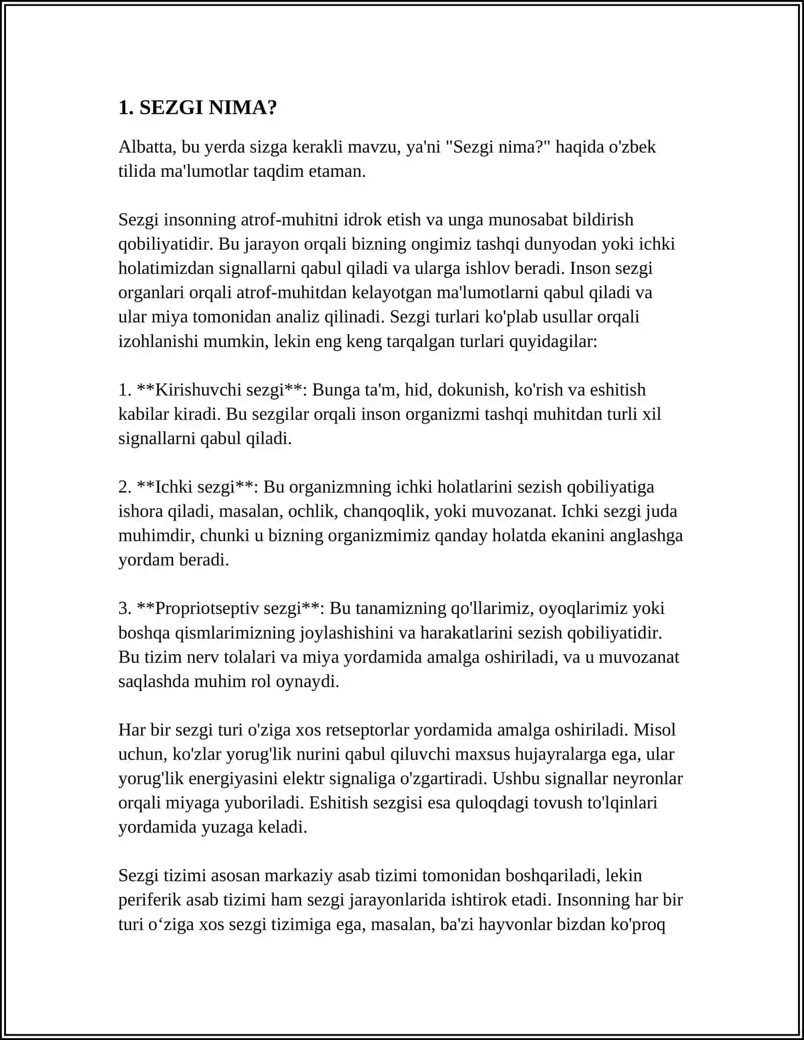 SEZGI HAQIDA TUSHINCHA 3