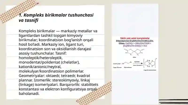 Kompleks birikmalar va biologik faol birikmalar 3