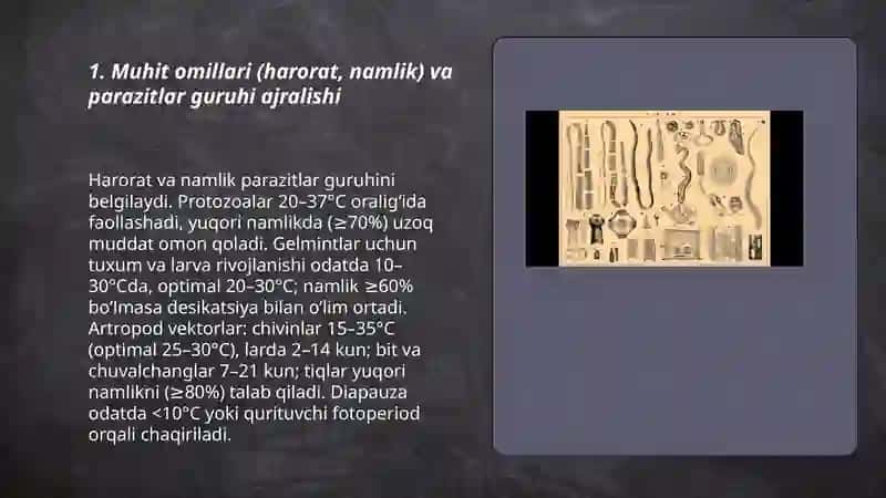Parazitlar guruhi ajralishining ekalogik asoslari 3