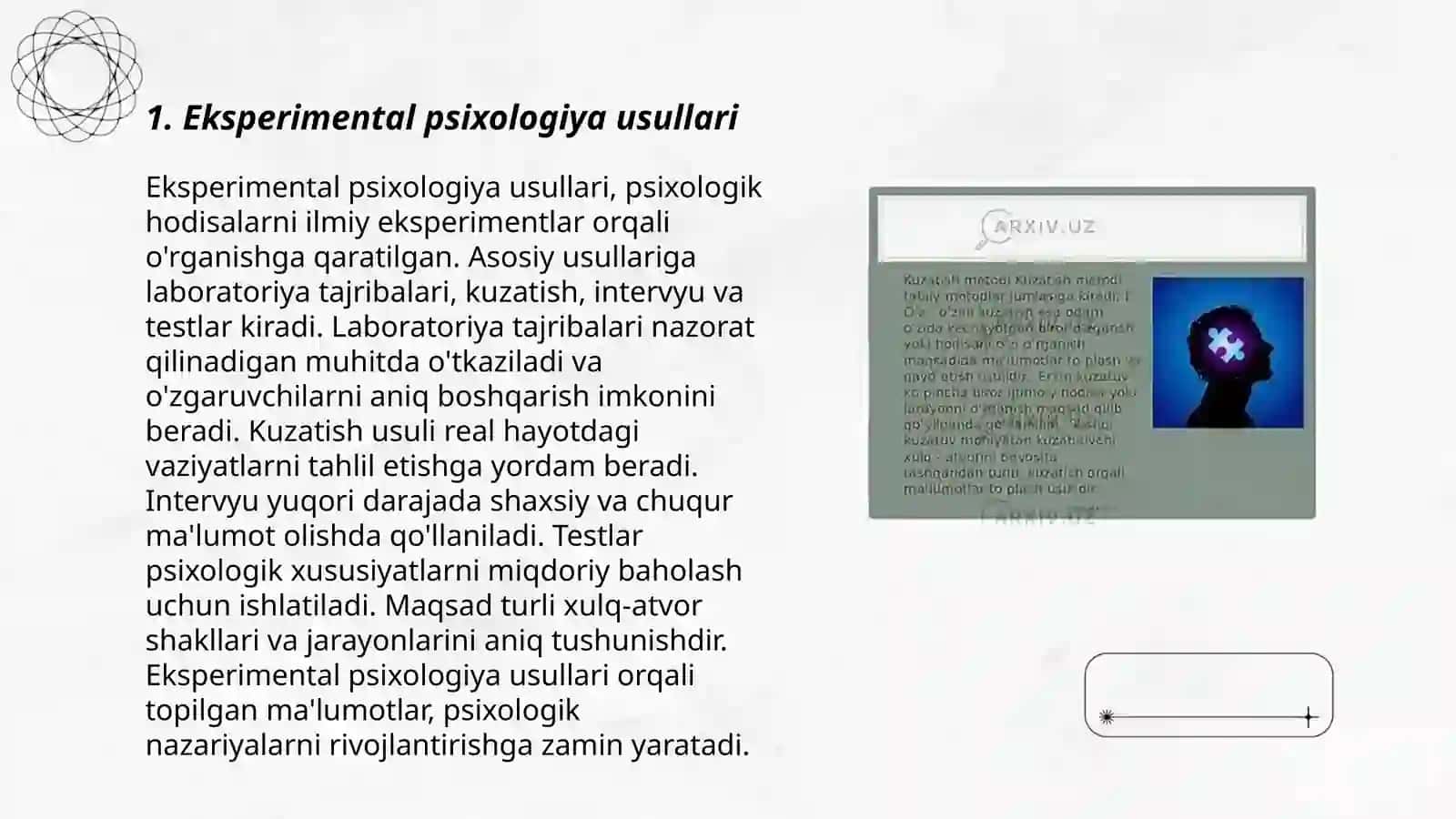 Hozirgi zamon psixologiyasining tadqiqot metodlari 3