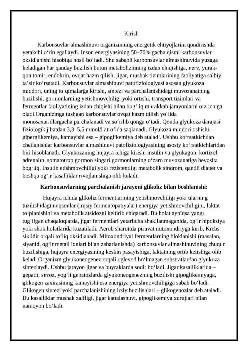 Karbonsuvlar almashinuvi patofizologiyasi 3