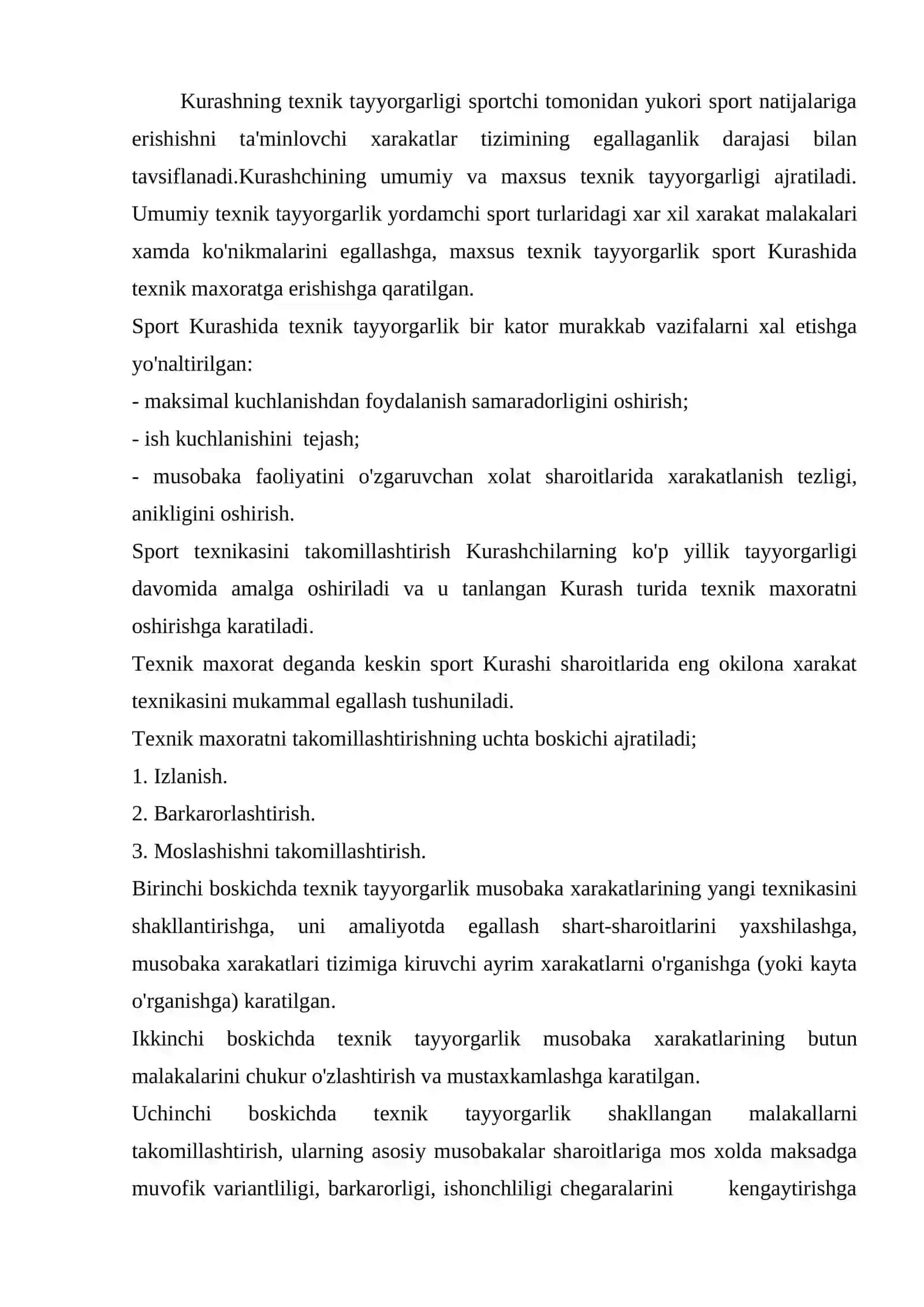 Kurash turlarida jismoniy tayyorgarlik, umumiy, maxsus va psixologik tayyorgarlik 3