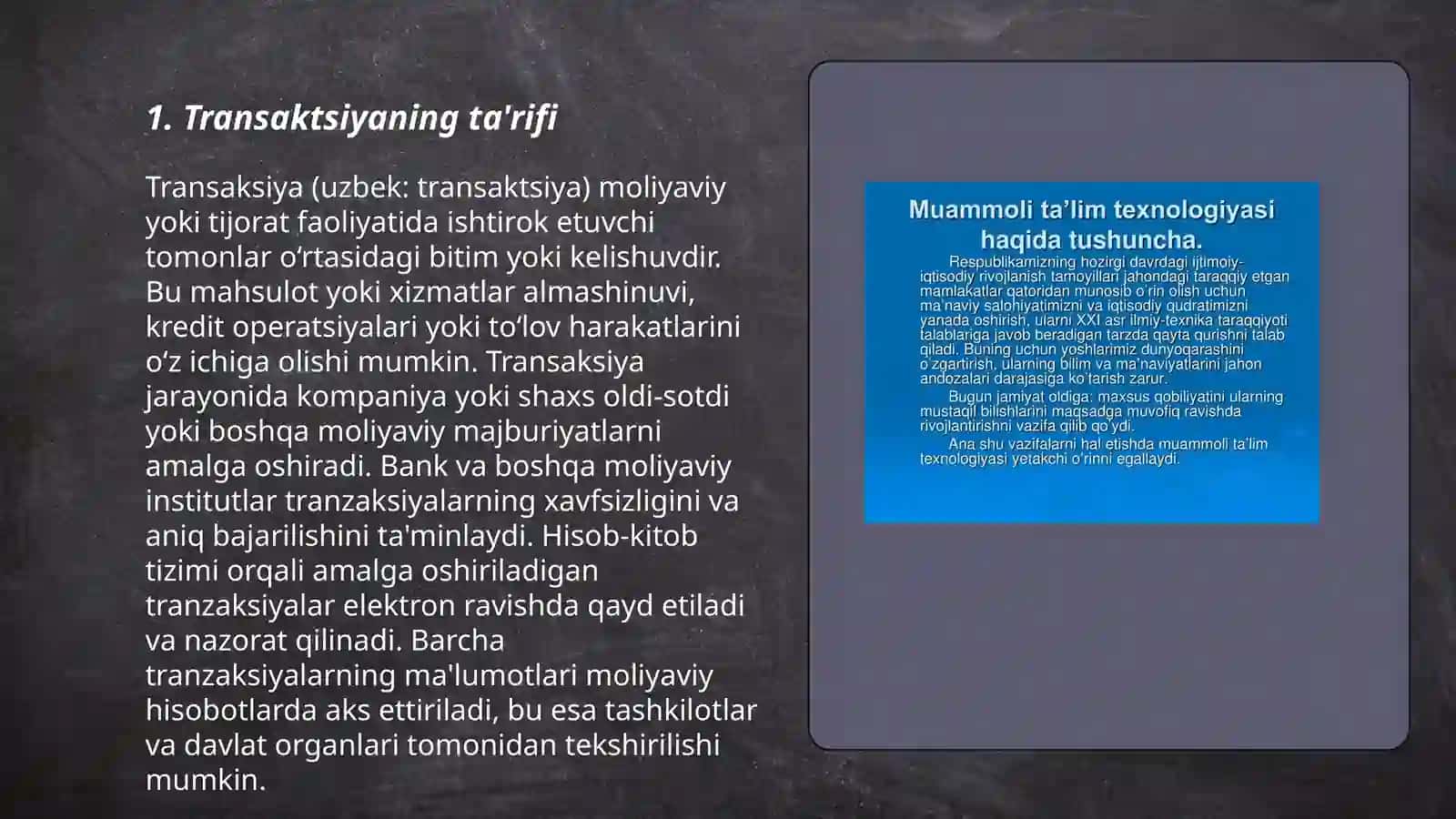 Transaktsiyalar tushunchasi va ularning axamiyati 3