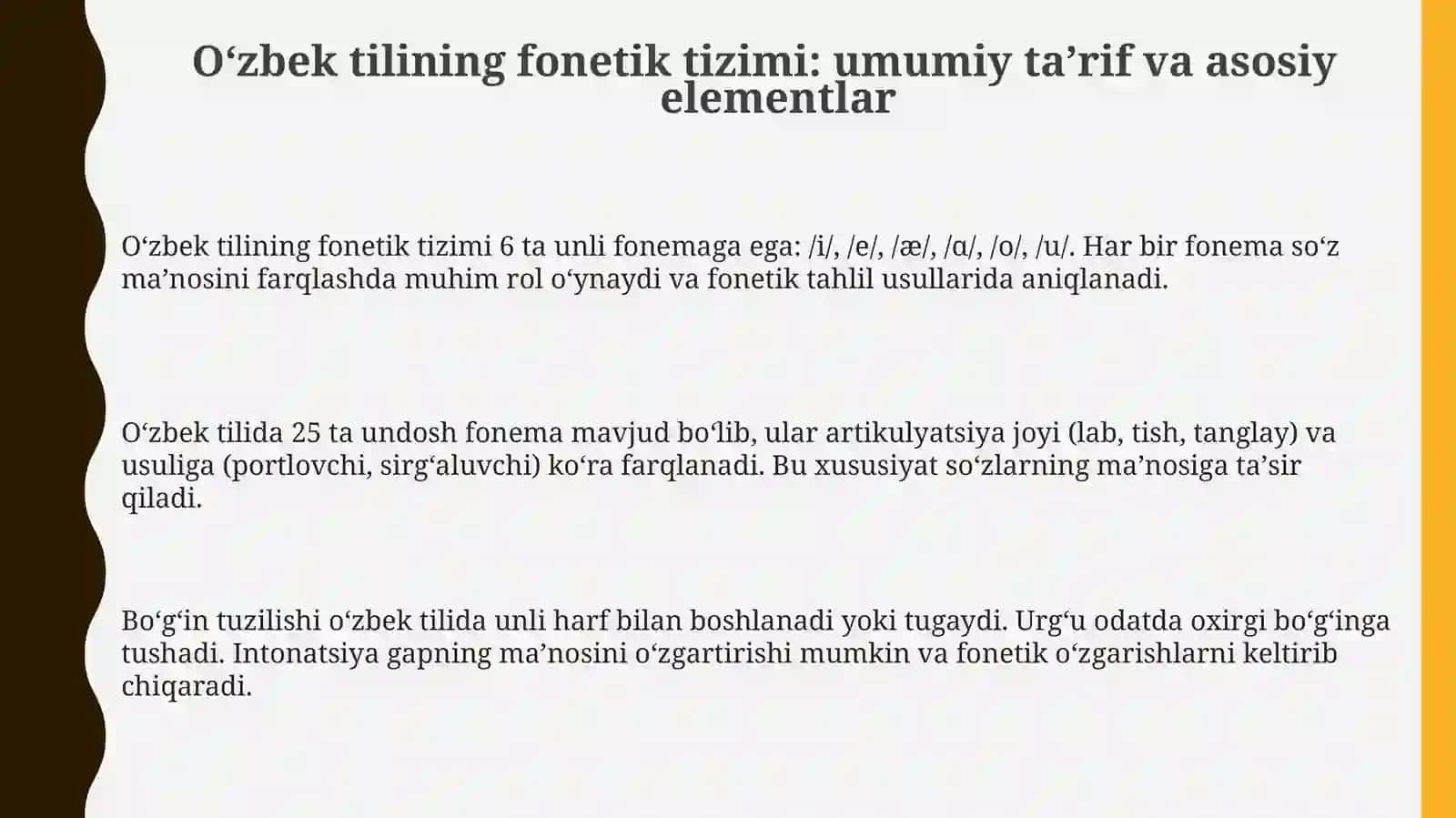 Oʻzbek tilining fonetik tizimi 3