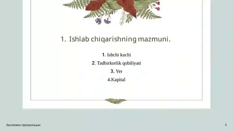 Ishlab chiqarish jarayoni va uning natijalari 3