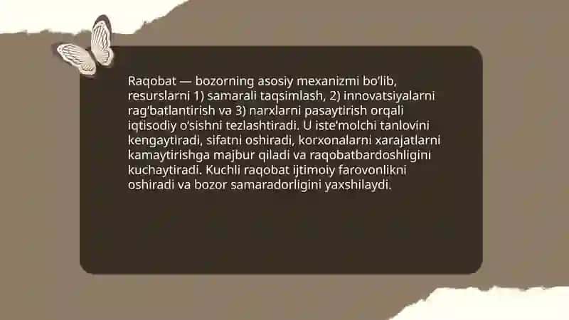 Raqobatning mohiyati shakllari va usullari 3