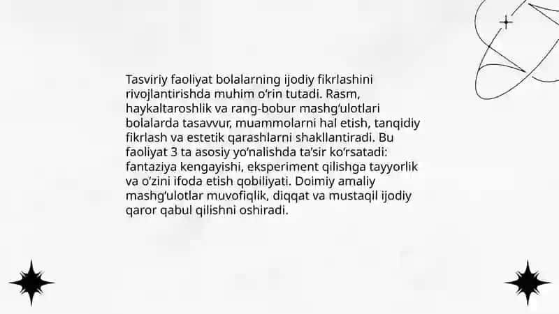Tasviriy Faoliyatning Ahamiyati 3