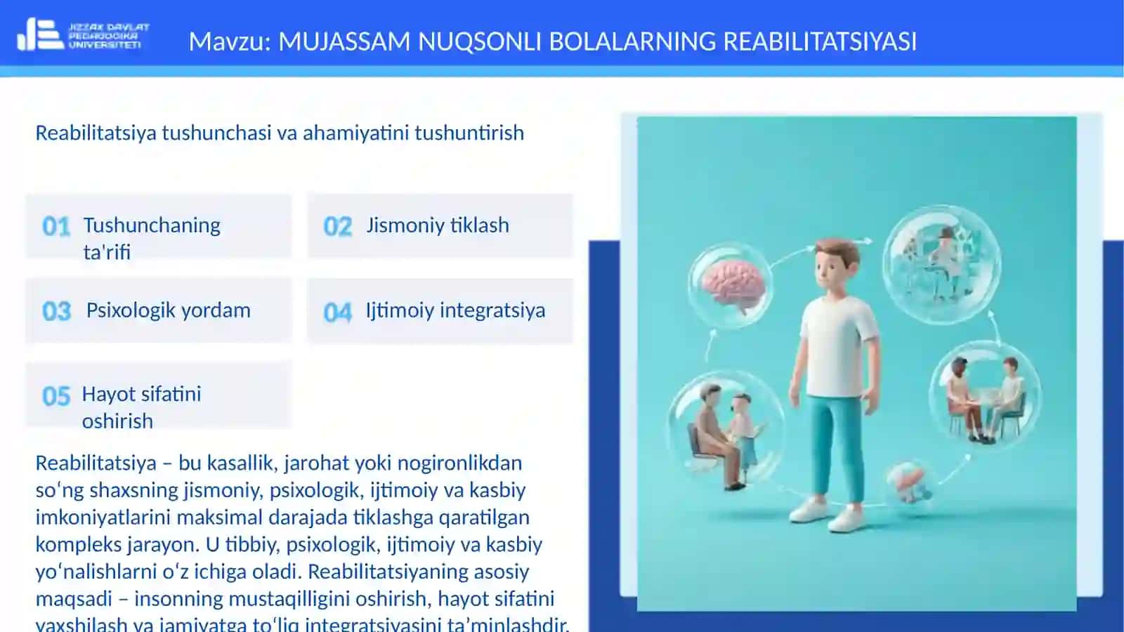 MUJASSAM NUQSONLI BOLALARNING REABILITATSIYASI 3