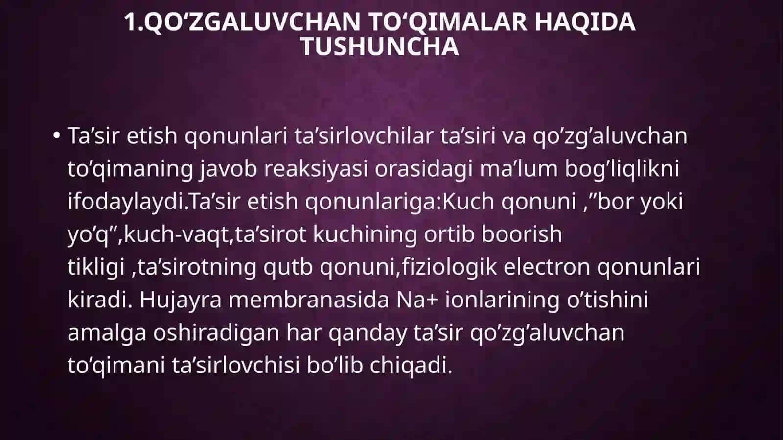 Qo’zgaluvchan to’qimalarning ta’sir etish qonunlari 3