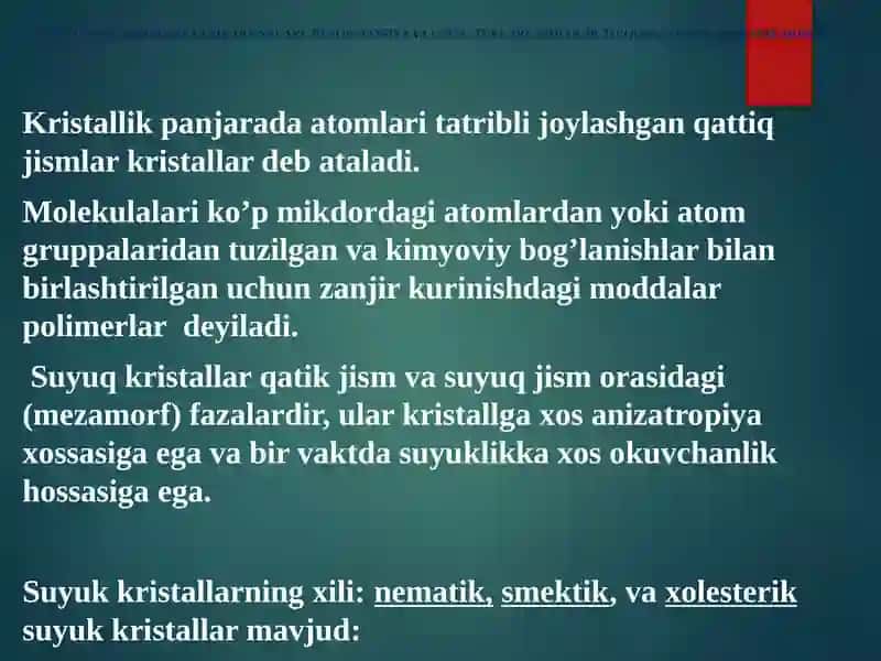QATTIQ JISMLARNING MEXANIK HOSSALARI 3