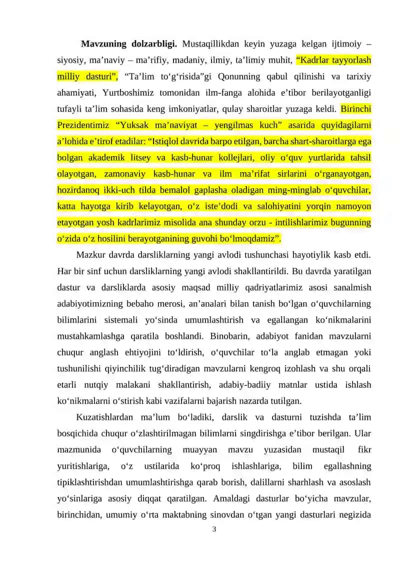 "O‘zbek adabiyotini o‘qitish metodikasi" 3