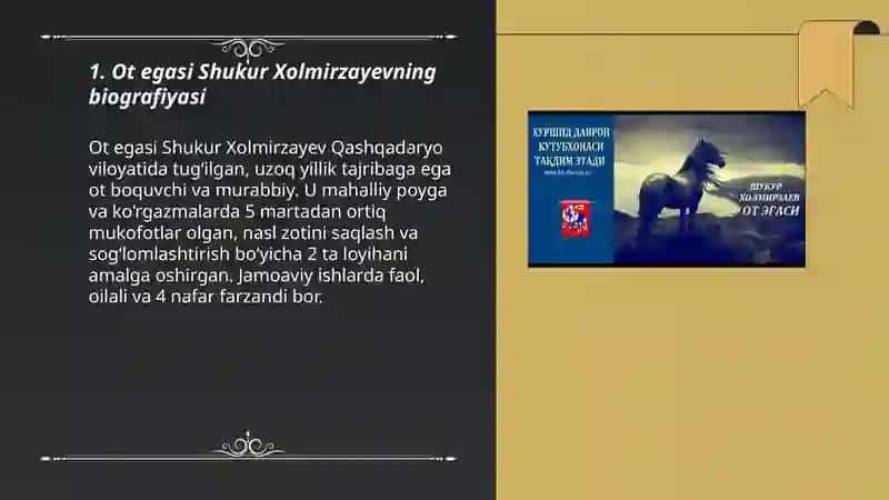 Ot egasi Shukur Xolmirzayev 3