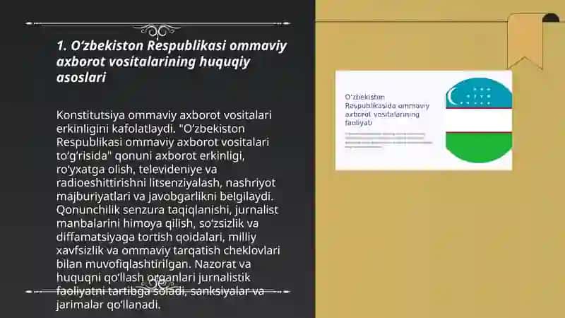 Oʻzbekiston Respublikasi ommaviy axborot vositalarining huquqiy asoslari 3