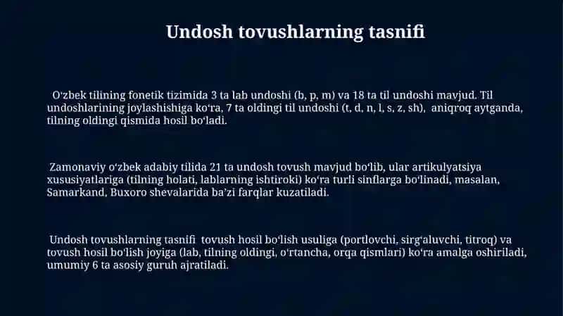 Undoshlar tasnifi 3