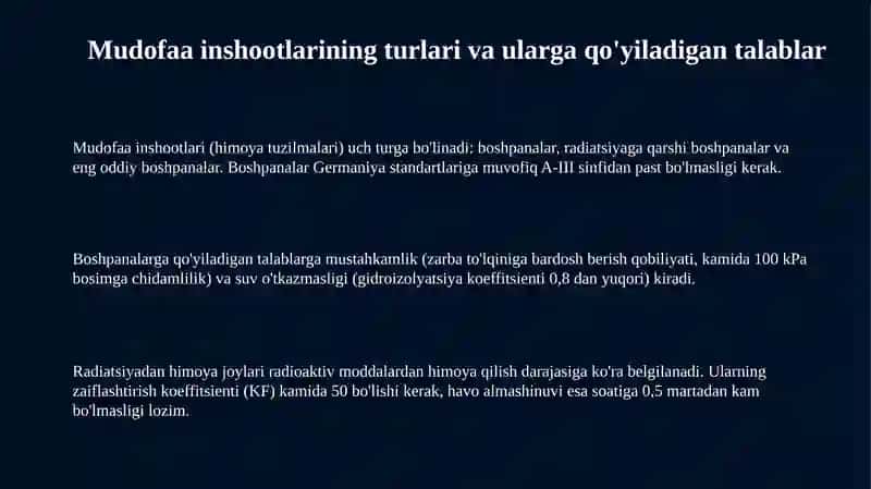 Mudofaa inshootlarining turlari va ularga qoyiladigan talablar 3