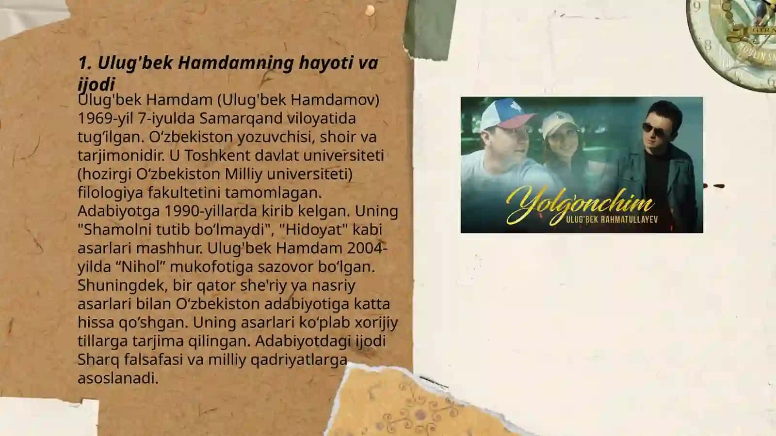Ulug'bek Hamdam "Ota"asari uchun taqdimot 3