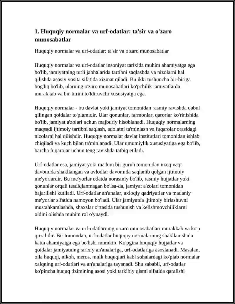 Huquqiy normalar va urf-odatlar: ta'sir va o'zaro munosabatlar 3