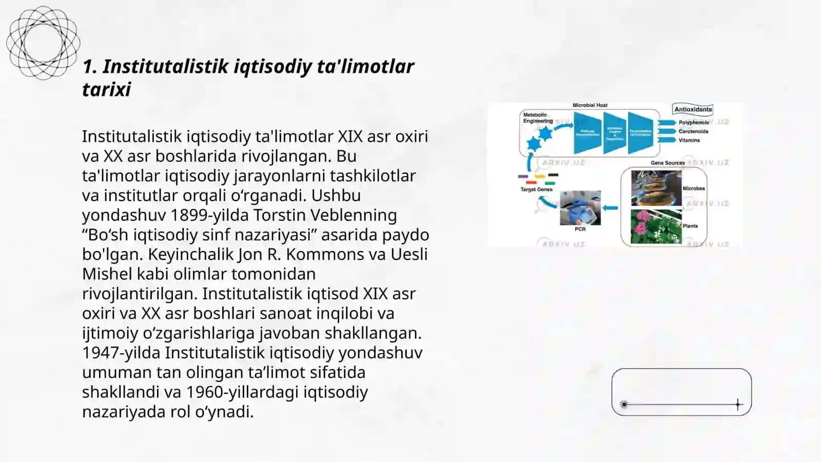 Institutalistik iqtisodiy ta'limotlar tarixi 3