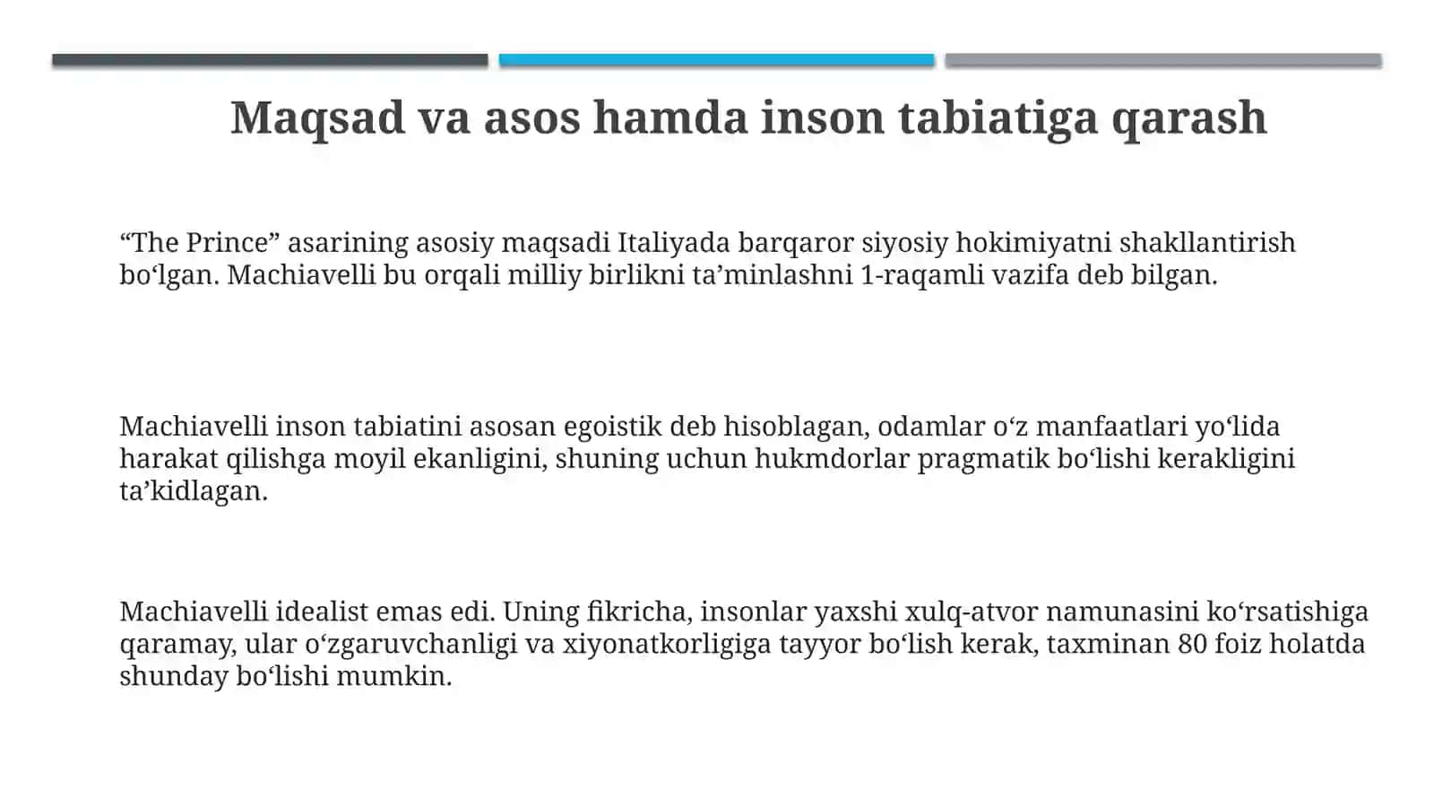 Makiavellining "Hukmdor"ga tahlili 3