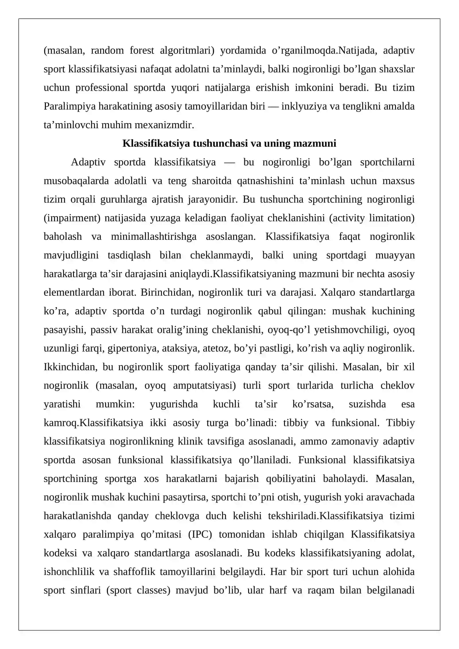 Adaptiv sportda klassifikatsiya va uni aniqlash usullari 3