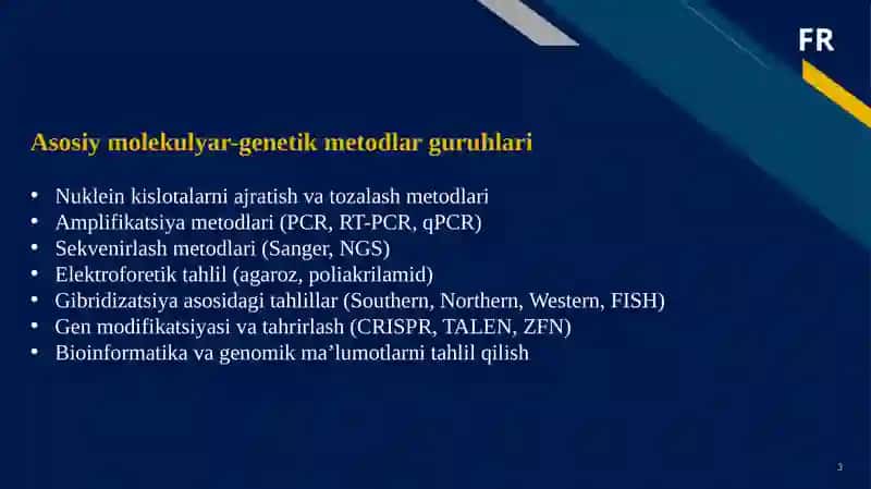 Genomni o'rganishning molekulyar-genetik metodlari 3