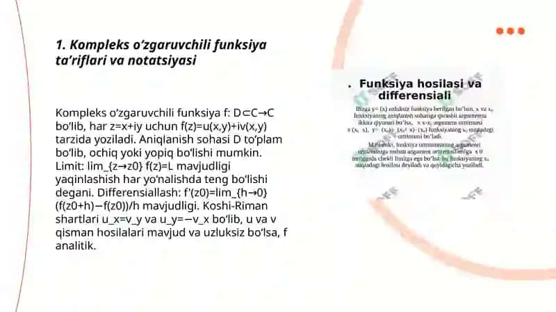 Kompleks o‘zgaruvchili funksiyalar 3