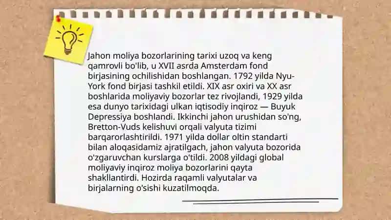 Jahon moliya bozorlari infratuzilmasi 3